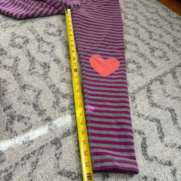 Hanna andersson girls size 10 leggings sweatpants striped heart knees - Picture 5 of 9